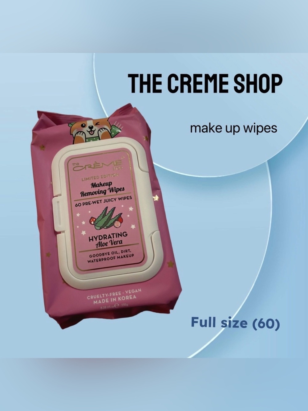 🇺🇸🆕📦*BNIB* THE CREME SHOP | REG | Dog print Makeup removing Wipes - Aloe Vera